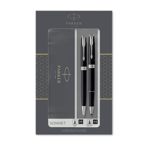 Parker poklon SET Sonet Black CT - Hemijska olovka + Roler