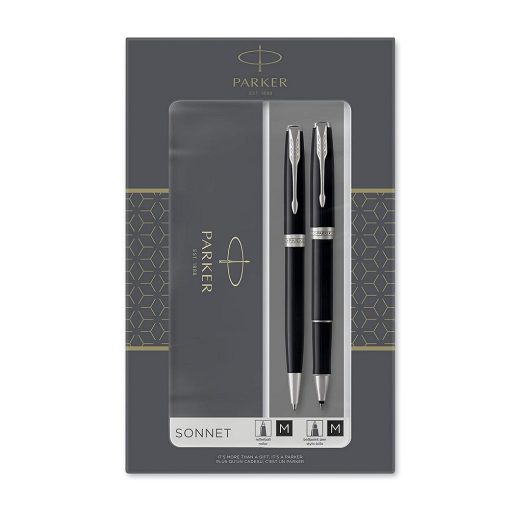 Parker poklon SET Sonet Black CT - Hemijska olovka + Roler