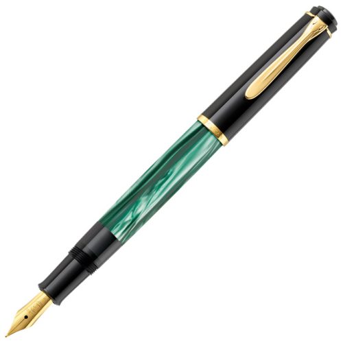 Nalivpero Classic M200 (M)+kožna bela futrola+poklon kutija G30 Pelikan 994103 zeleno-crno