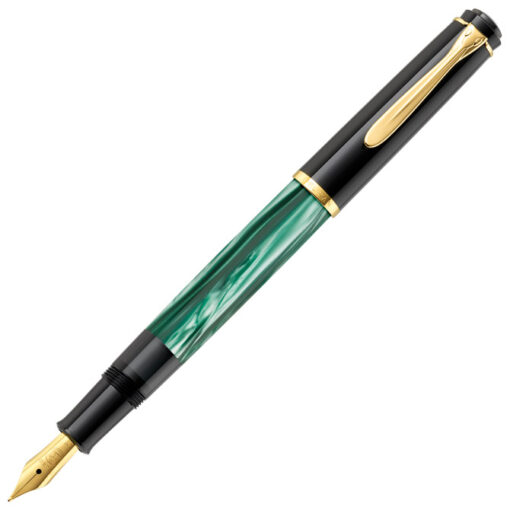 Nalivpero Classic M200 (M)+kožna bela futrola+poklon kutija G30 Pelikan 994103 zeleno-crno