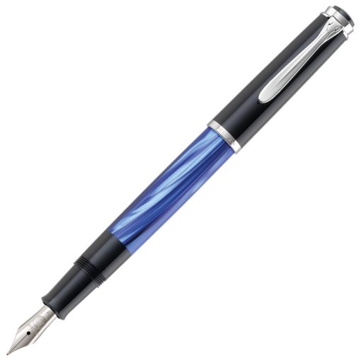 Nalivpero Classic M205 (M)+kožna bela futrola+poklon kutija G30 Blue-Marbled Pelikan 801973 plavo-crno