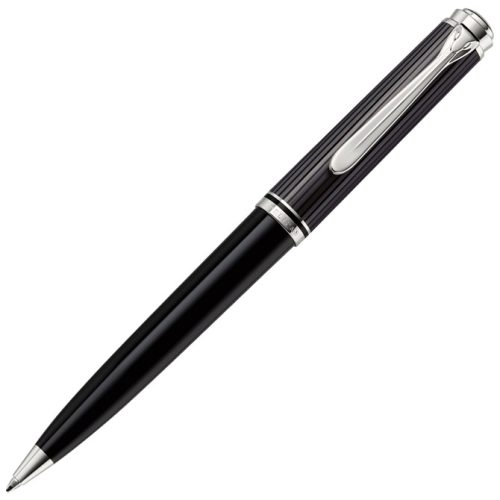 Olovka hemijska Souveran K805+kožna bela futrola+poklon kutija G30 Stresemann  Pelikan 957530 sivo-crna