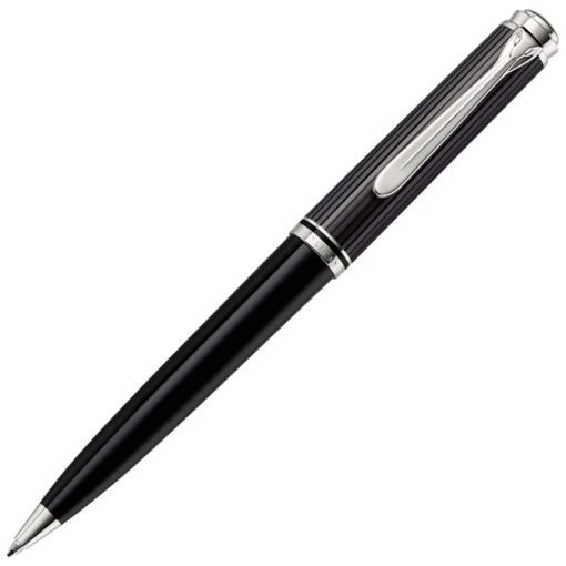 Olovka hemijska Souveran K805+kožna bela futrola+poklon kutija G30 Stresemann  Pelikan 957530 sivo-crna