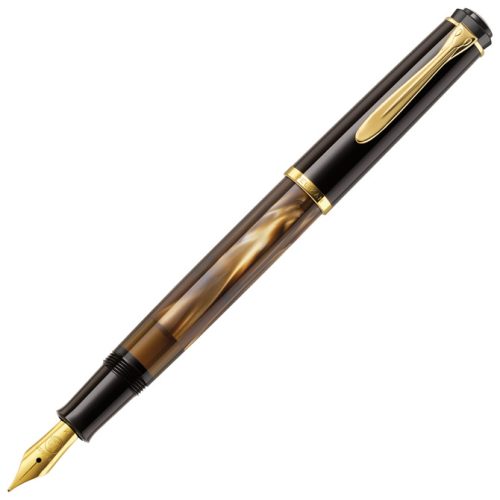 Nalivpero Classic M200 (M)+kožna bela futrola+poklon kutija G30 Pelikan 808897 mermerno braon-crna