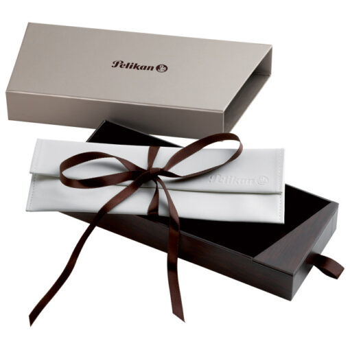 Nalivpero Classic M200 (M)+kožna bela futrola+poklon kutija G30 Pelikan 808897 mermerno braon-crna - Slika 2
