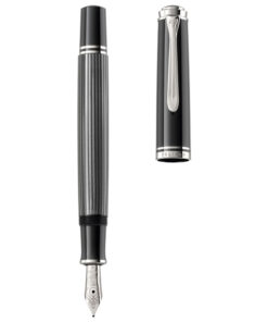 Nalivpero Souveran M605 (M)+kožna bela futrola+kutija G30 Stresemann Pelikan 813624 sivo-crno