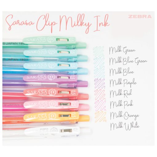 Roler gel 0,5mm sa gumenim gripom (uložak beli) Sarasa Clip Milk Zebra 35041 beli - Image 2