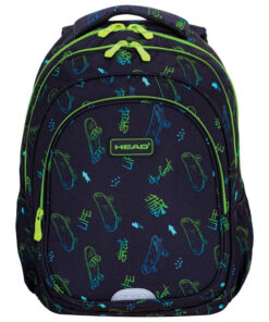 Ranac đački anatomski 2zipa 1džep veći AB300 Skate Lifestyle 24.Head 502024115 crno-zeleni