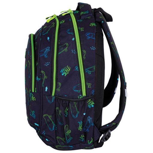 Ranac đački anatomski 2zipa 1džep veći AB300 Skate Lifestyle 24.Head 502024115 crno-zeleni - Image 2