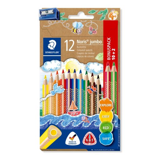 Set jumbo bojica 10+2 sa rezačem STAEDTLER® Noris® jumbo 128
