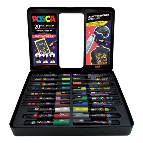 SET Markera u metalnom koferu 20/1 GROOVY COLOURS, Uni POSCA