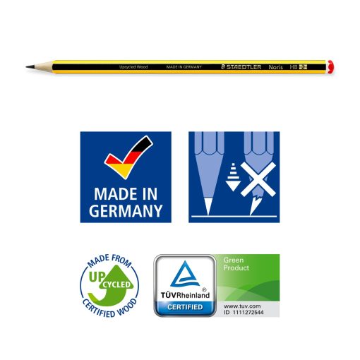 Grafitne DRVENE OLOVKE 12kom set sa gumicom i rezačem STAEDTLER® Noris® 120 - Image 3