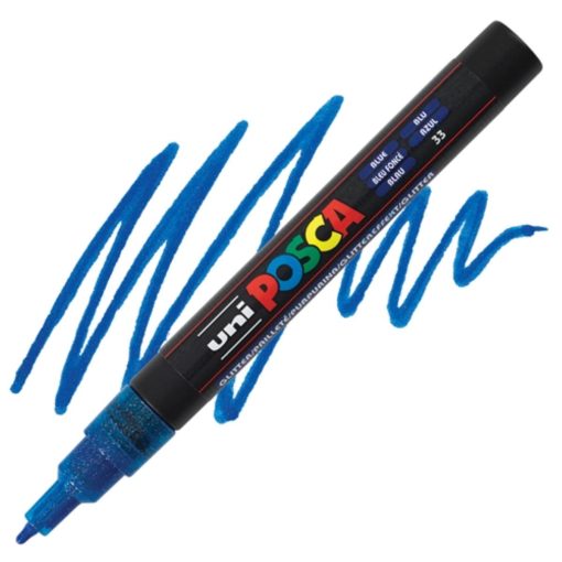 Marker FINE obli vrh POSCA PLAVI sa šljokicama 0.9–1.3 mm PC-3ML