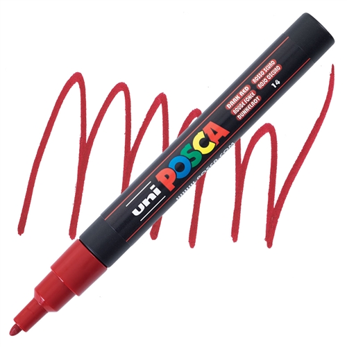Marker FINE obli vrh POSCA TAMNO CRVENI 0.9–1.3 mm PC-3M