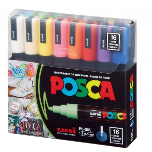 SET Markera na vodenoj bazi PC-5M 1,8-2,5mm 16/1 BASIC COLOURS, Uni POSCA