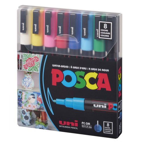 SET Markera na vodenoj bazi PC-3M 0,9-1,3mm 8/1 BASIC COLOURS, Uni POSCA