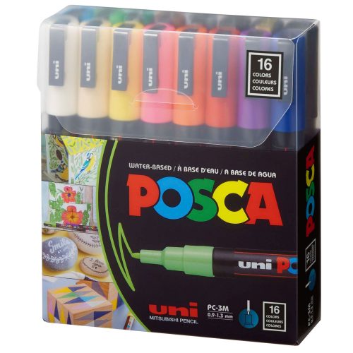 SET Markera na vodenoj bazi PC-3M 0,9-1,3mm 16/1 BASIC COLOURS, Uni POSCA