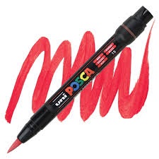 Marker na vodenoj bazi POSCA PCF-350 1-10mm BRUSH TIP CRVENI, Uni