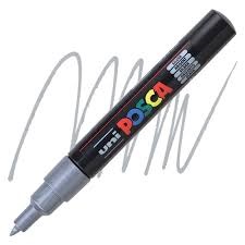 Marker na vodenoj bazi POSCA PC-1M FINE 0,7mm SREBRNI, Uni