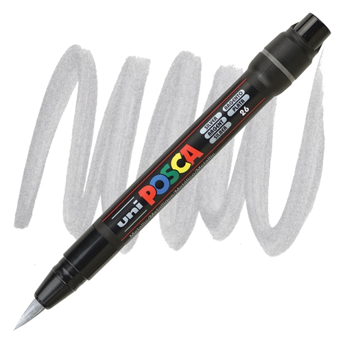 Marker na vodenoj bazi POSCA PCF-350 1-10mm BRUSH TIP SREBRNI, Uni