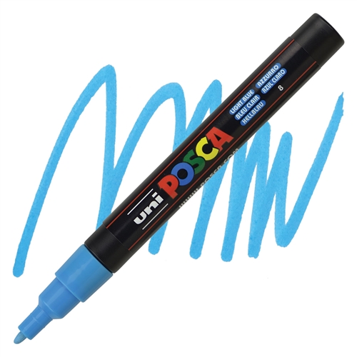 Marker FINE obli vrh POSCA SVETLO PLAVI 0.9–1.3 mm PC-3M