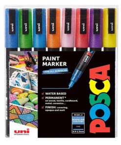 SET Markera na vodenoj bazi PC-3M 0,9-1,3mm 8/1 SPARKLING COLOURS, Uni POSCA
