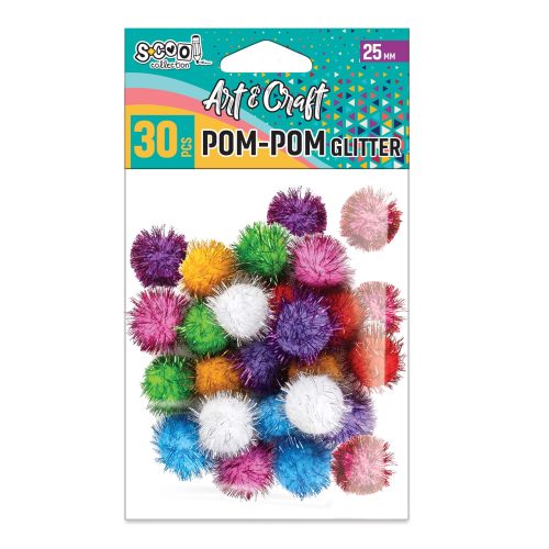 Kreativni pribor DEKORATIVNI POM-POM Glitter Fi25mm 1/30 SC1991
