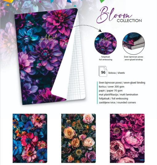 Sveska A5 Karo 96L BLOOM Collection Lastva