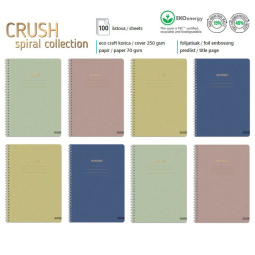 Sveska A5 CRUSH EKOenergy SPIRALA 100L DIKTO Lastva