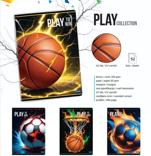 Sveska A4 LATAJN mp 52lista PLAY TO WIN margine, Lastva
