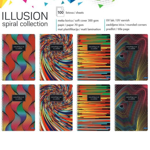 Sveska A4 Illusion MP SPIRALA 100L KARO Lastva