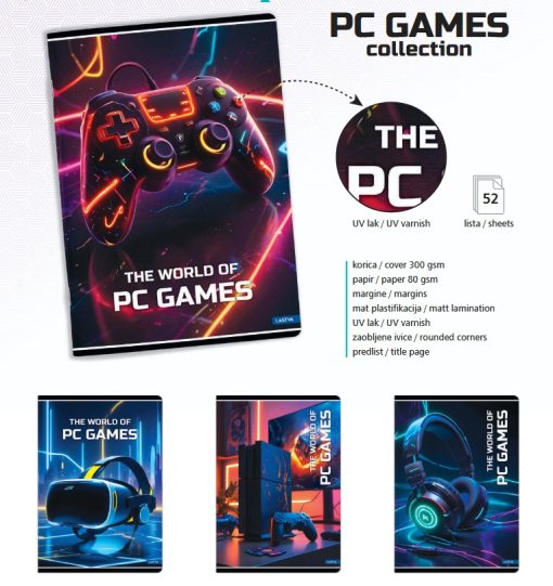 Sveska A5 KARO mp 52lista PC GAMES margine, Lastva