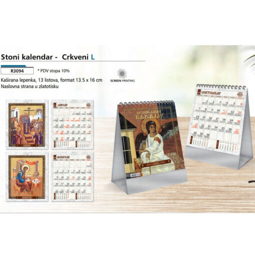 Stoni kalendar CRKVENI L 2026 godina