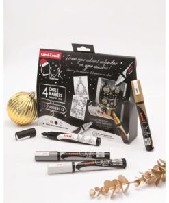 Set 4 Markera tečna kreda 1/4 Božićni set ELEGANT, UNI CHALK
