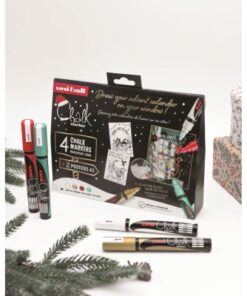 Set 4 Markera tečna kreda 1/4 Božićni set TRADITIONAL, UNI CHALK